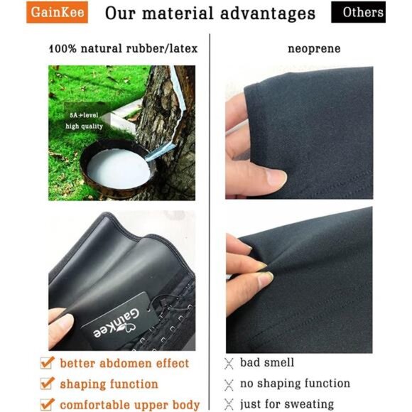 100% Latex Men Waist Trainer Corsets With Steel Bone Sweat Belt Sauna Suit - Picture 4 of 7